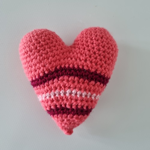 pink and red crochet heart