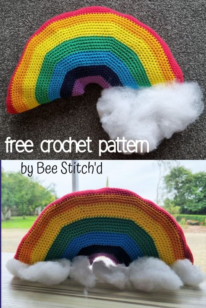 rainbow crochet pillow pin