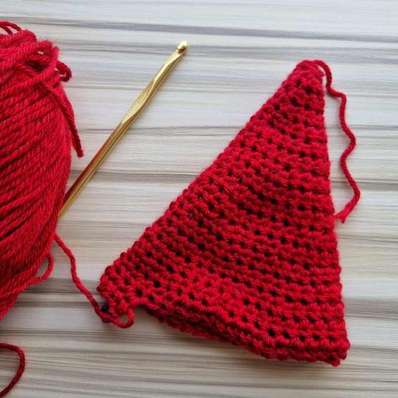 halfway down red part crochet santa hat