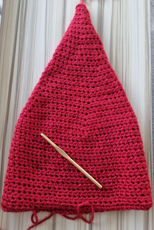 red part of crochet santa hat
