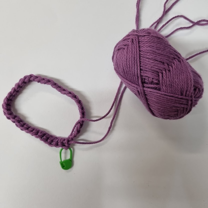 crochet loop with purple