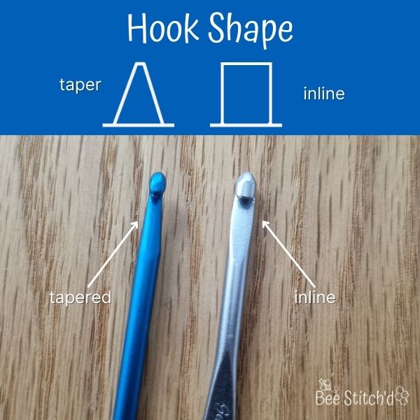 hook shape - tapered on left, inline on the right